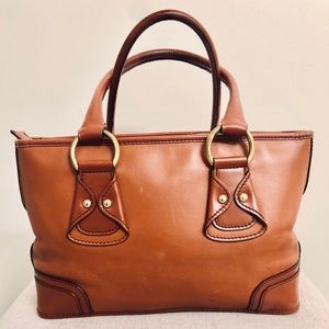 VTG Lancel Cognac Brown Leather Handbag Purse